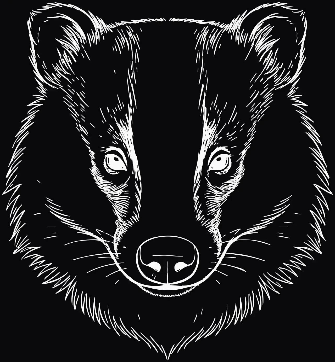 Badger (head), Meles meles, laser engraving