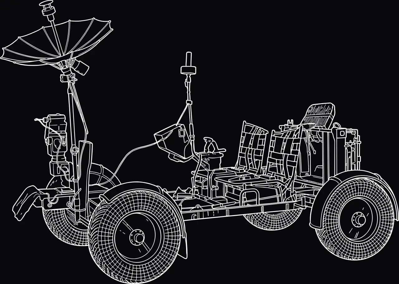 Lunar Roving Vehicle (LRV · 1971), laser engraving