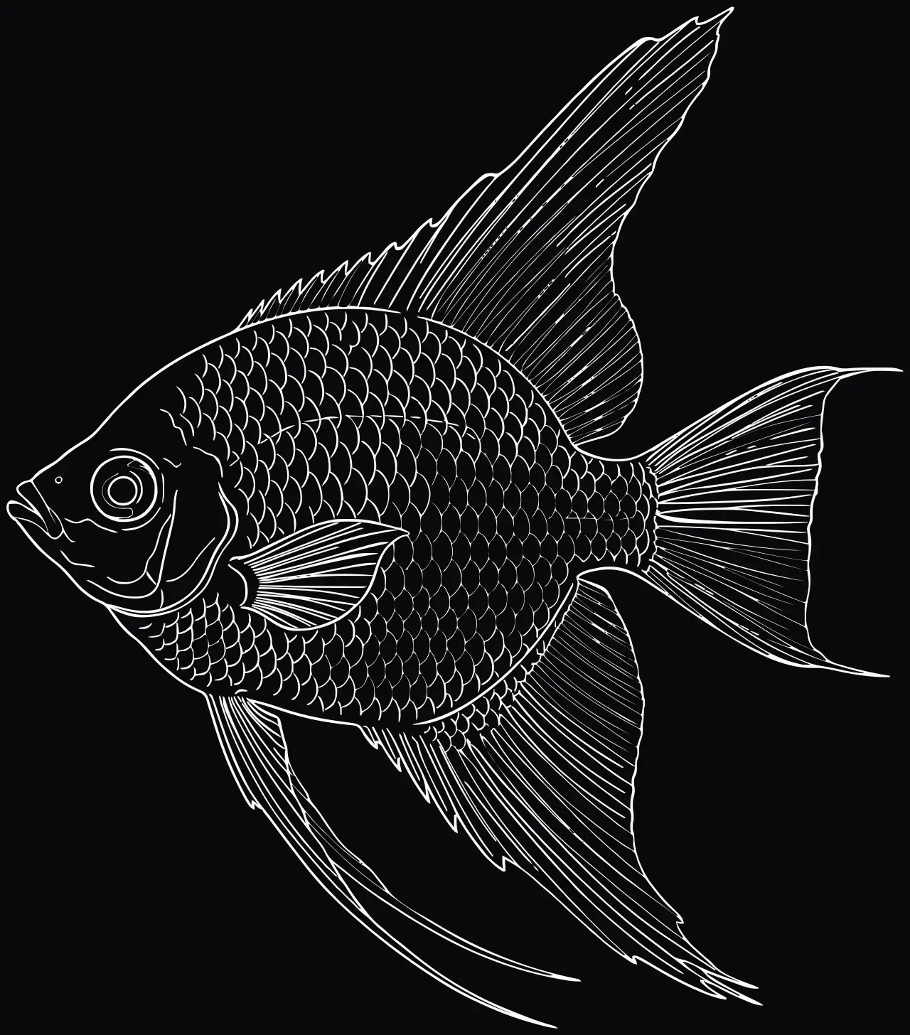 Angelfish (Pterophyllum scalare), laser engraving