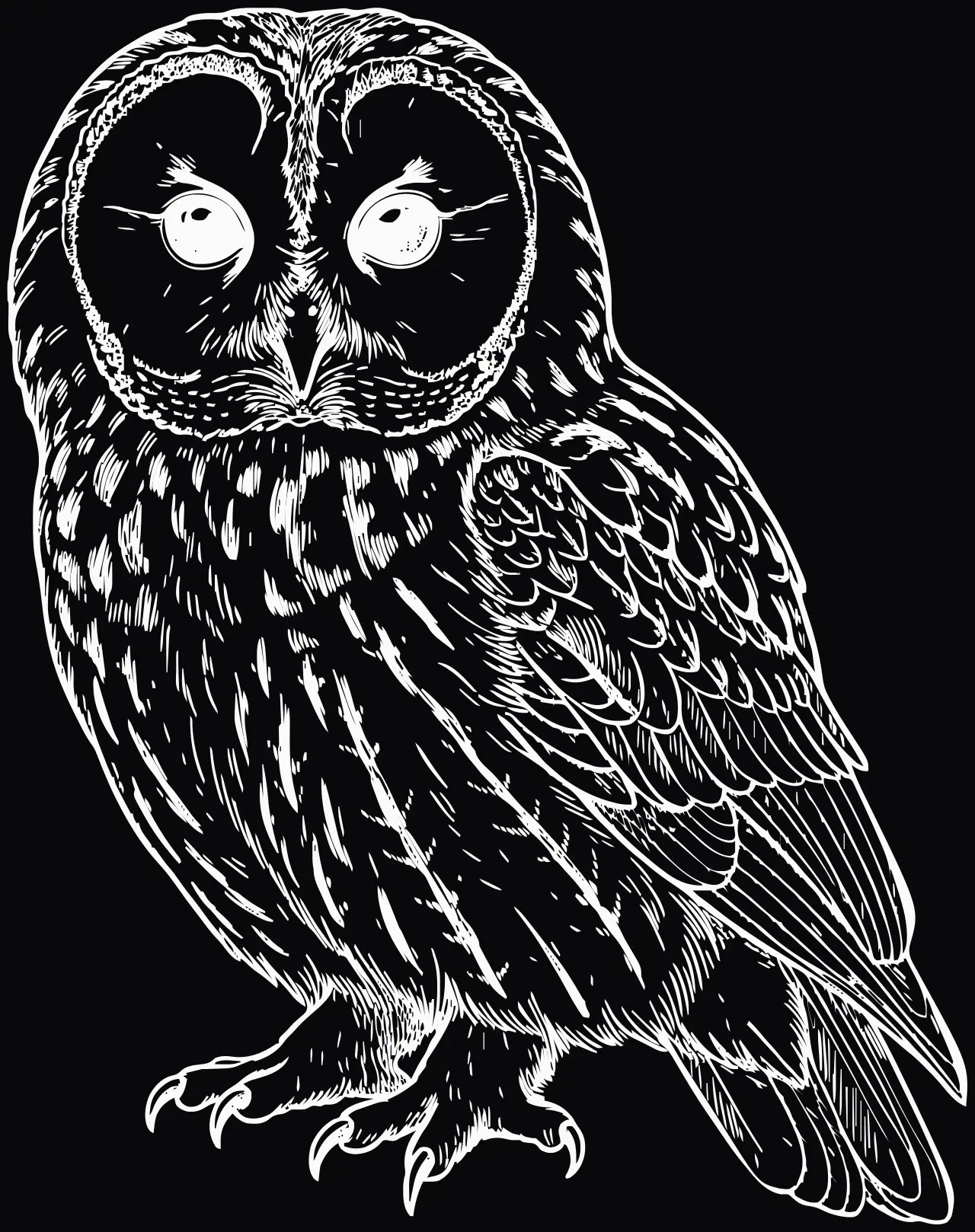 Tawny owl (Strix aluco), laser engraving