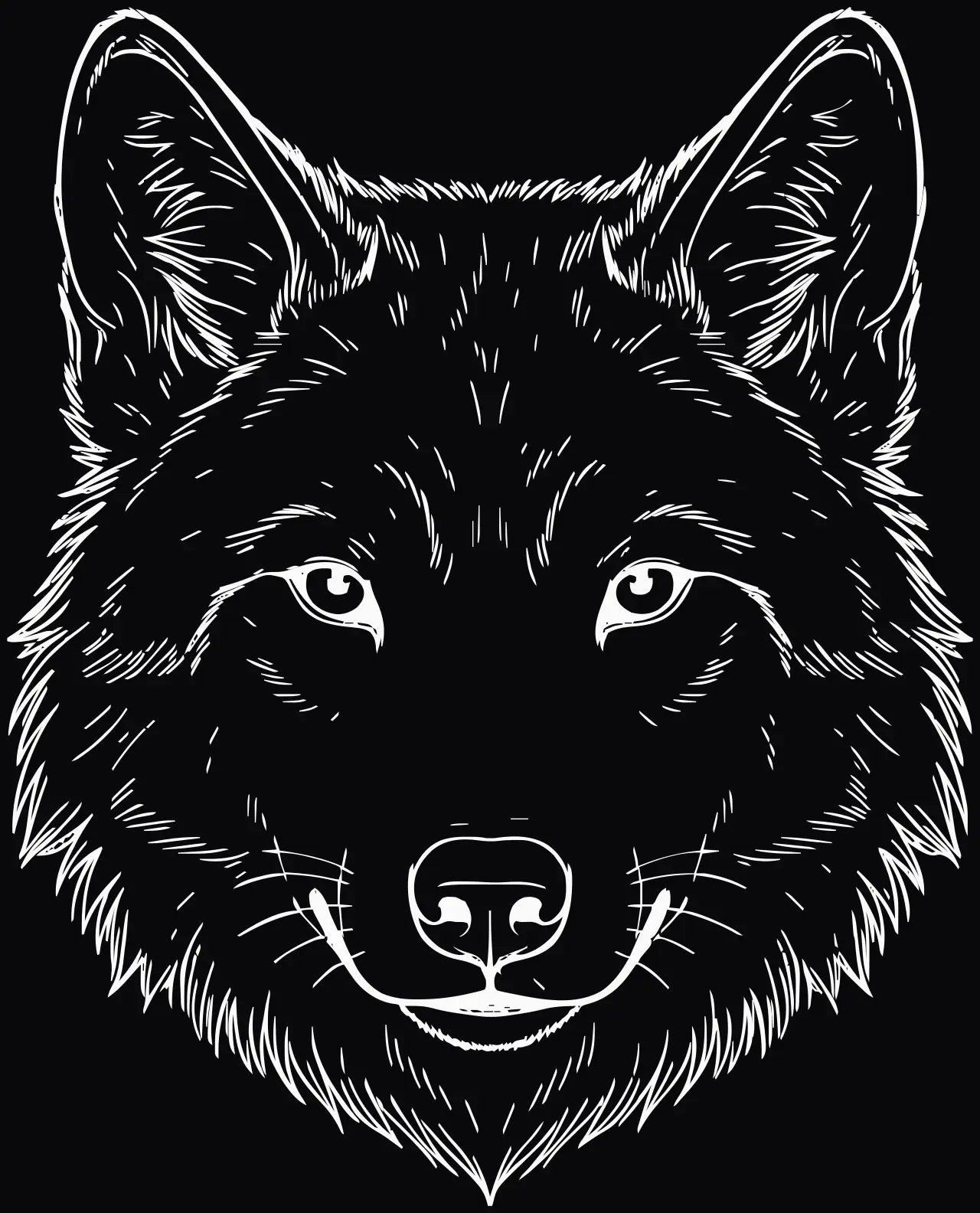 Wolf (Kopf) (Canis lupus), Lasergravur