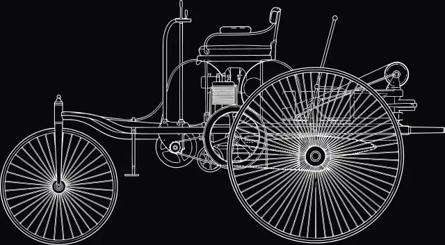 Patent-Motorwagen Nr. 1 (DRP 37435 · 1886), Lasergravur